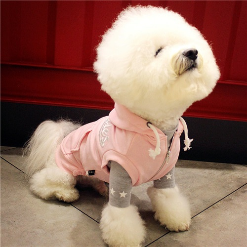 강아지옷 핑크 집업후드